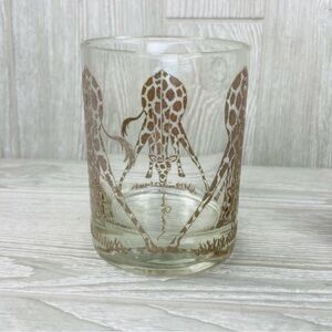 Vintage Morgan tumbler highball glass drinking cup etch giraffe bar wear safari